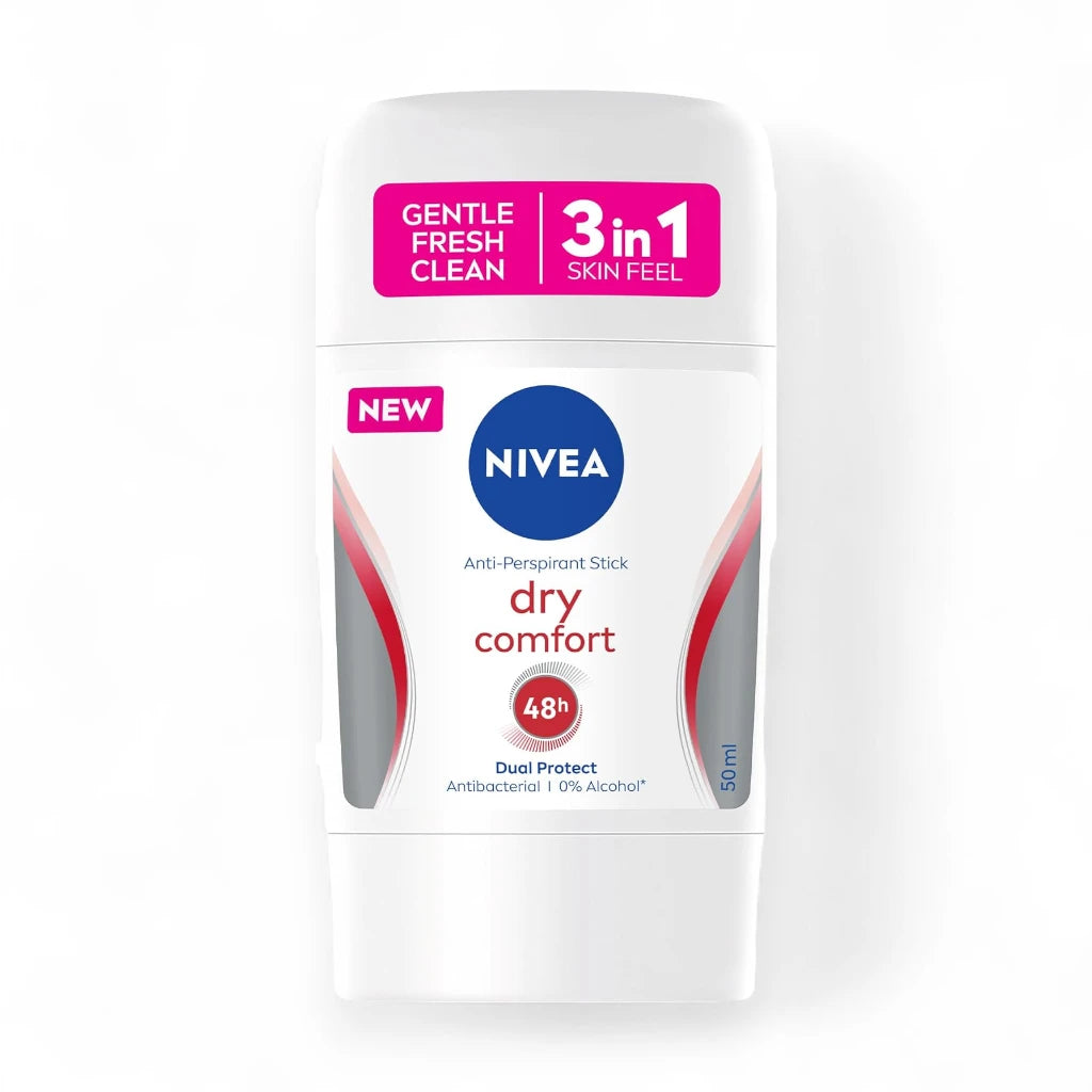 NIVEA Dry Comfort 3 in 1 Antiperspirant Stick for Women 50ml – 48H Sweat & Odour Protection, Quick Dry Formula, DryPlus System, Alcohol-Free - Damoo