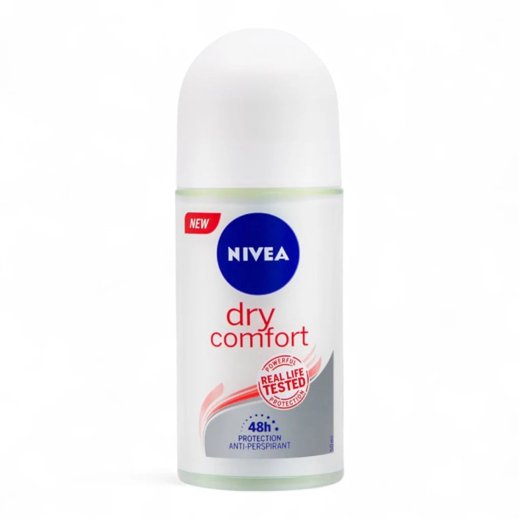 NIVEA Dry Comfort Antiperspirant Roll-On for Women 50ml – 48H Sweat & Odor Protection, Quick-Dry, Alcohol-Free, Mineral-Enriched - Damoo