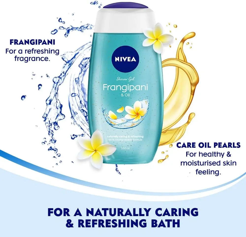 NIVEA Frangipani & Oil Shower Gel for Women 250ml – Refreshing Body Wash with Care Oil Pearls, Long-Lasting Moisturizing Formula - Damoo
