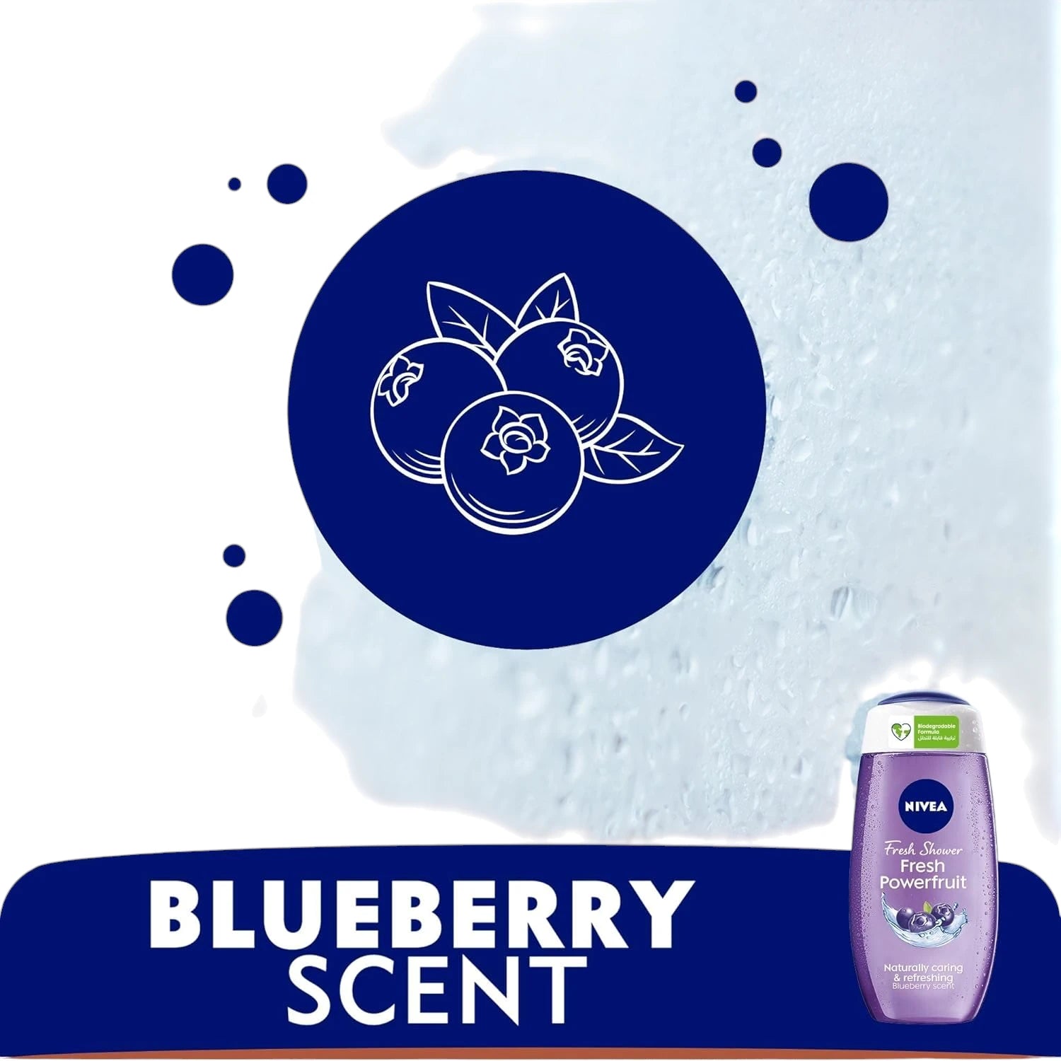 NIVEA Fresh Powerfruit Shower Gel – Wild Berry & Blueberry Scent – 250ml | Enriched with Antioxidants & IQ Hydra Formula | Microplastic-Free, 98% Biodegradable & Dermatologically Approved - Damoo
