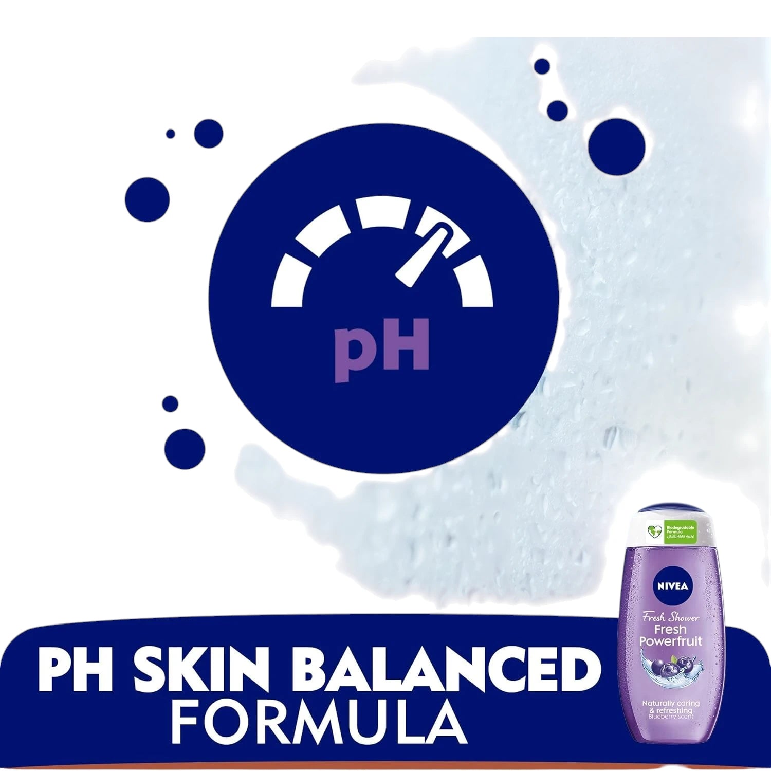 NIVEA Fresh Powerfruit Shower Gel – Wild Berry & Blueberry Scent – 250ml | Enriched with Antioxidants & IQ Hydra Formula | Microplastic-Free, 98% Biodegradable & Dermatologically Approved - Damoo