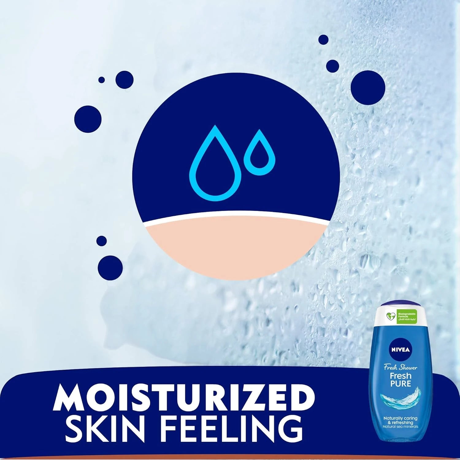 NIVEA Fresh Pure Shower Gel Body Wash with Sea Minerals – Aquatic Scent, 250ml | Moisturizing IQ Hydra Formula, Microplastic-Free, 98% Biodegradable, Dermatologically Approved - Damoo