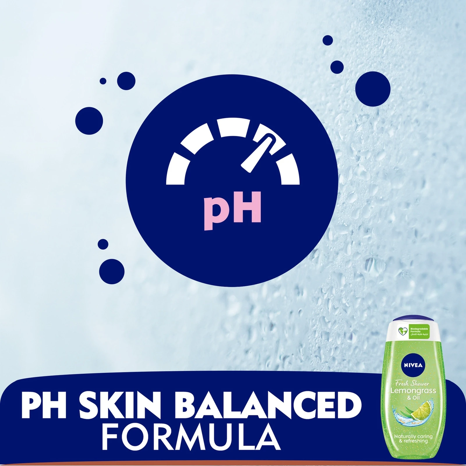 NIVEA Lemongrass & Oil Shower Gel Body Wash – 250ml | Invigorating Lemongrass Fragrance, Nourishing Oil Beads, pH Neutral, 99% Biodegradable, 96% Recycled Bottle, Skin-Friendly Formula - Damoo