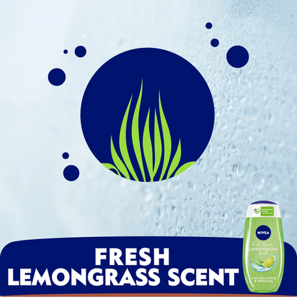 NIVEA Lemongrass & Oil Shower Gel Body Wash – 250ml | Invigorating Lemongrass Fragrance, Nourishing Oil Beads, pH Neutral, 99% Biodegradable, 96% Recycled Bottle, Skin-Friendly Formula - Damoo