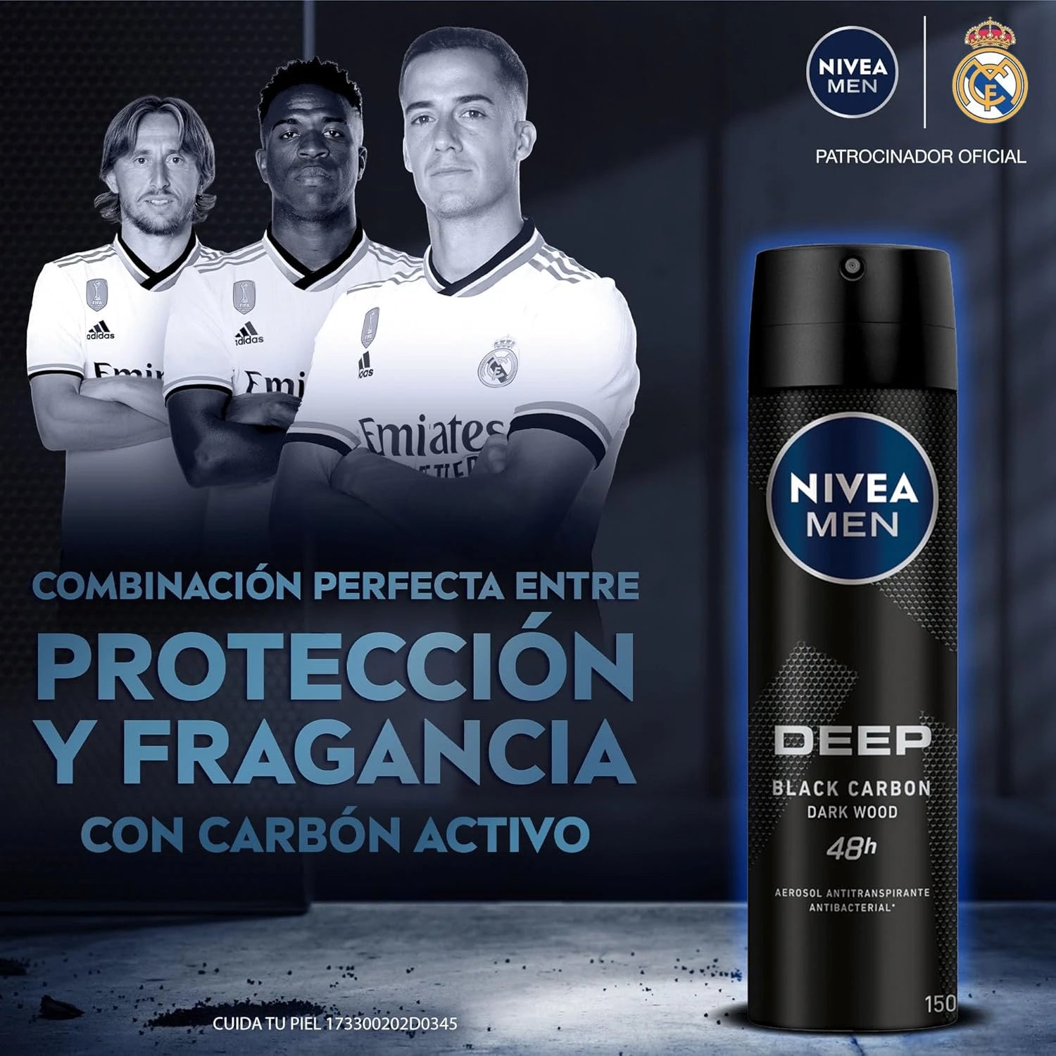 NIVEA MEN Deep Black Carbon Antibacterial Deodorant Spray 150ml – 48H Protection with Charcoal, No Residue - Damoo