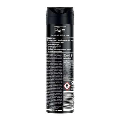 NIVEA MEN Deep Black Carbon Antibacterial Deodorant Spray 150ml – 48H Protection with Charcoal, No Residue - Damoo