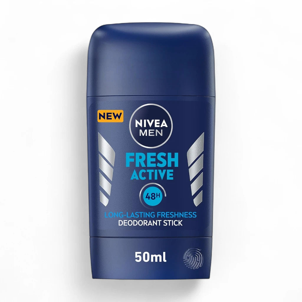 NIVEA MEN Fresh Active Antiperspirant Deodorant Stick 50ml, 48H Sweat & Odour Protection with Ocean Extracts, Alcohol-Free - Damoo