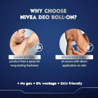 NIVEA MEN Fresh Active Roll-On Antiperspirant Deodorant 50ml – 48H Sweat & Odor Protection, Ocean Extracts, No Alcohol - Damoo