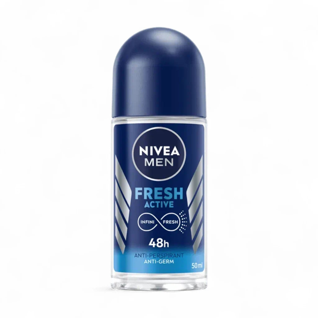 NIVEA MEN Fresh Active Roll-On Antiperspirant Deodorant 50ml – 48H Sweat & Odor Protection, Ocean Extracts, No Alcohol - Damoo