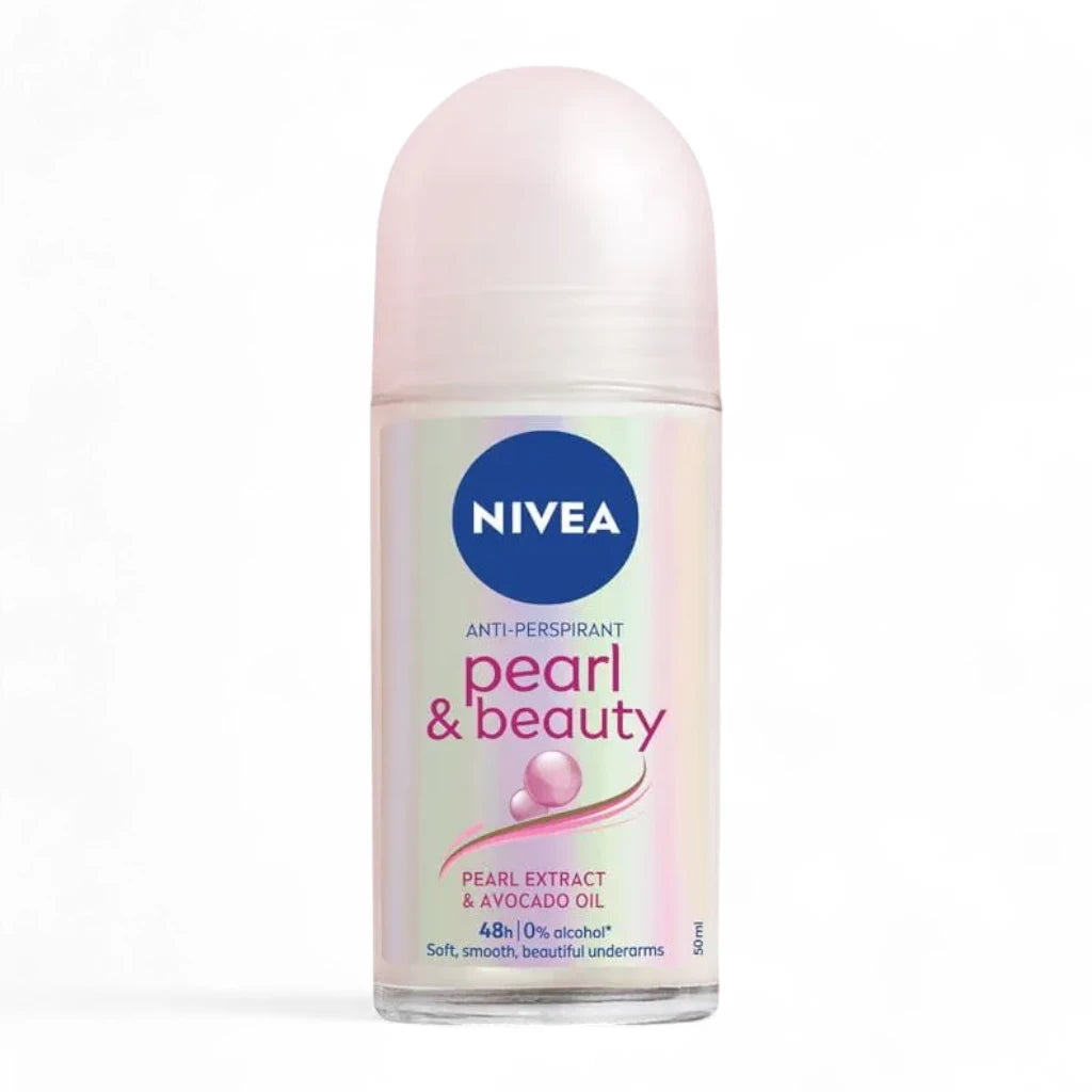 NIVEA Pearl & Beauty Antiperspirant Roll-On for Women 50ml – 48H Protection, Pearl Extract & Avocado Oil, Alcohol-Free, Smooth Underarms - Damoo
