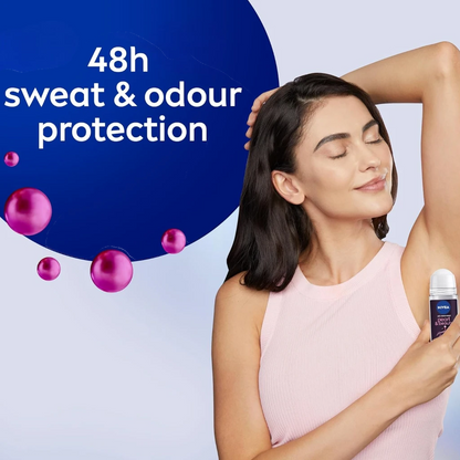 NIVEA Women Pearl & Beauty Black Pearl Roll-On Antiperspirant Deodorant 50ml – 48H Protection, Alcohol-Free - Damoo
