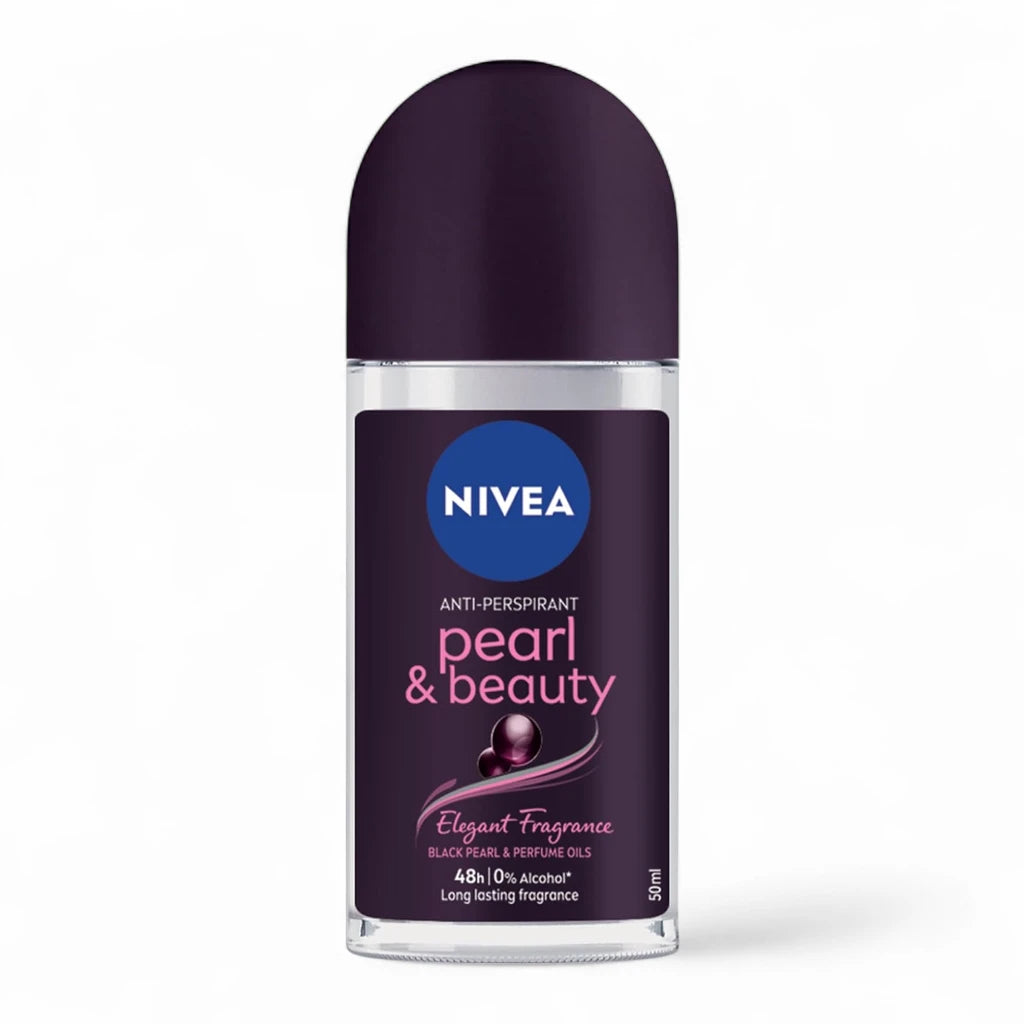 NIVEA Women Pearl & Beauty Black Pearl Roll-On Antiperspirant Deodorant 50ml – 48H Protection, Alcohol-Free - Damoo