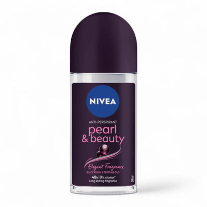 NIVEA Women Pearl & Beauty Black Pearl Roll-On Antiperspirant Deodorant 50ml – 48H Protection, Alcohol-Free - Damoo