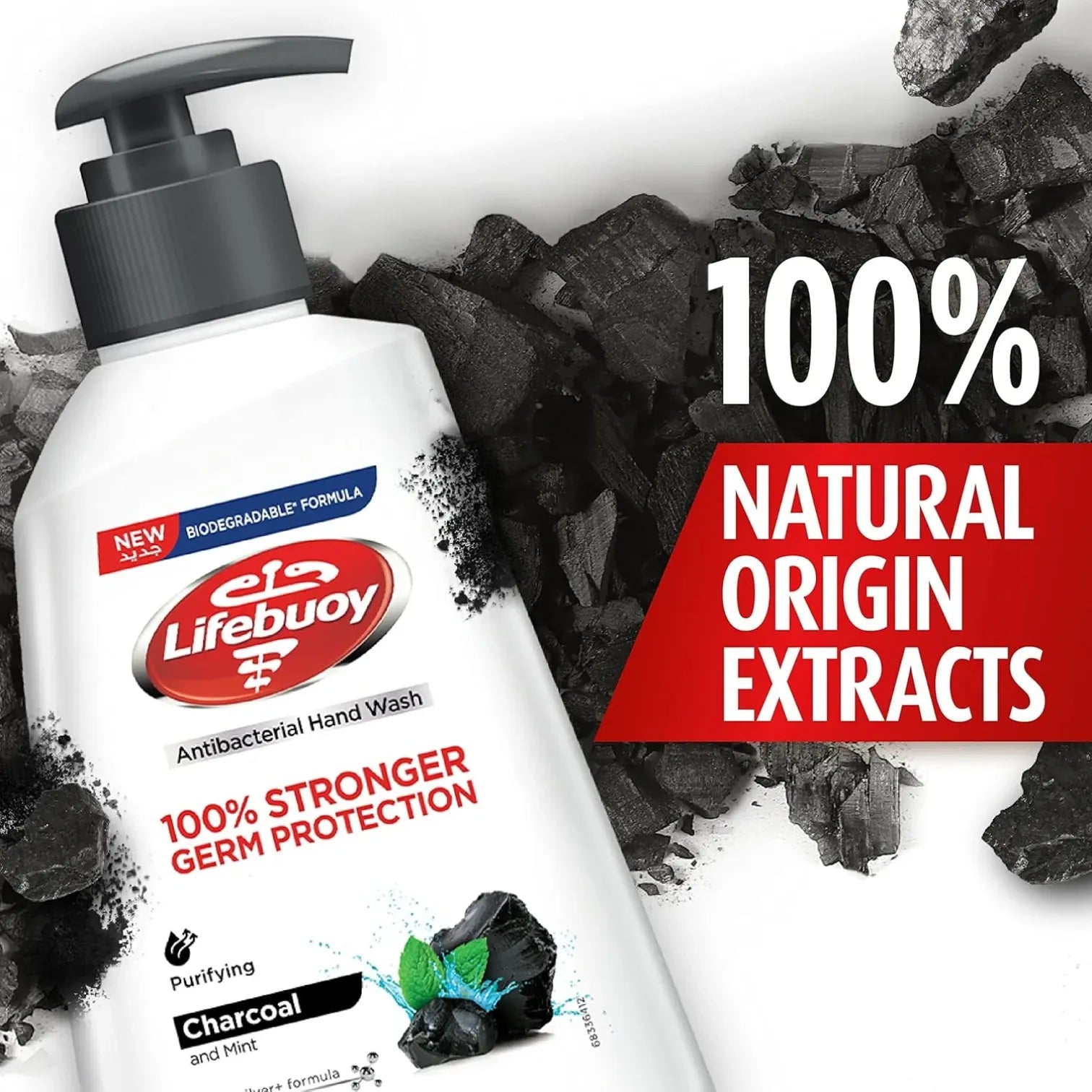 Lifebuoy Anti-Bacterial Hand Wash – Charcoal & Mint 200ml with Activ Silver+ Technology – 100% Stronger Germ Protection - Damoo