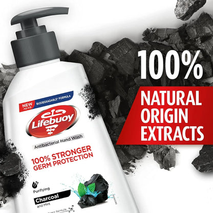 Lifebuoy Anti-Bacterial Hand Wash – Charcoal & Mint 200ml with Activ Silver+ Technology – 100% Stronger Germ Protection - Damoo