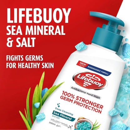 Lifebuoy Anti-Bacterial Hand Wash – Sea Minerals 200ml with Activ Silver+ Formula – 100% Stronger Germ Protection - Damoo