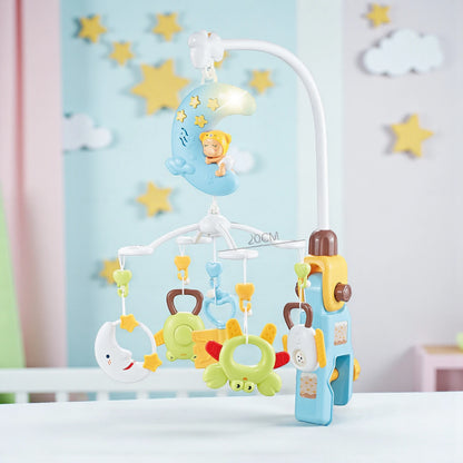 Youleen Moon Baby Bed Bell Set – Musical Carousel with Lights & Hanging Toys | Crib Mobile for Newborns 0M+ with Music & Visual Stimulation - Damoo