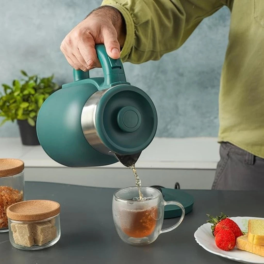 Olsenmark 1.5L Double Layer Electric Kettle OMK7027 – 1500W Stainless Steel Cool-Touch Kettle with 360° Rotating Base, Auto Shut-Off, Overheat & Boil-Dry Protection – Green - Damoo