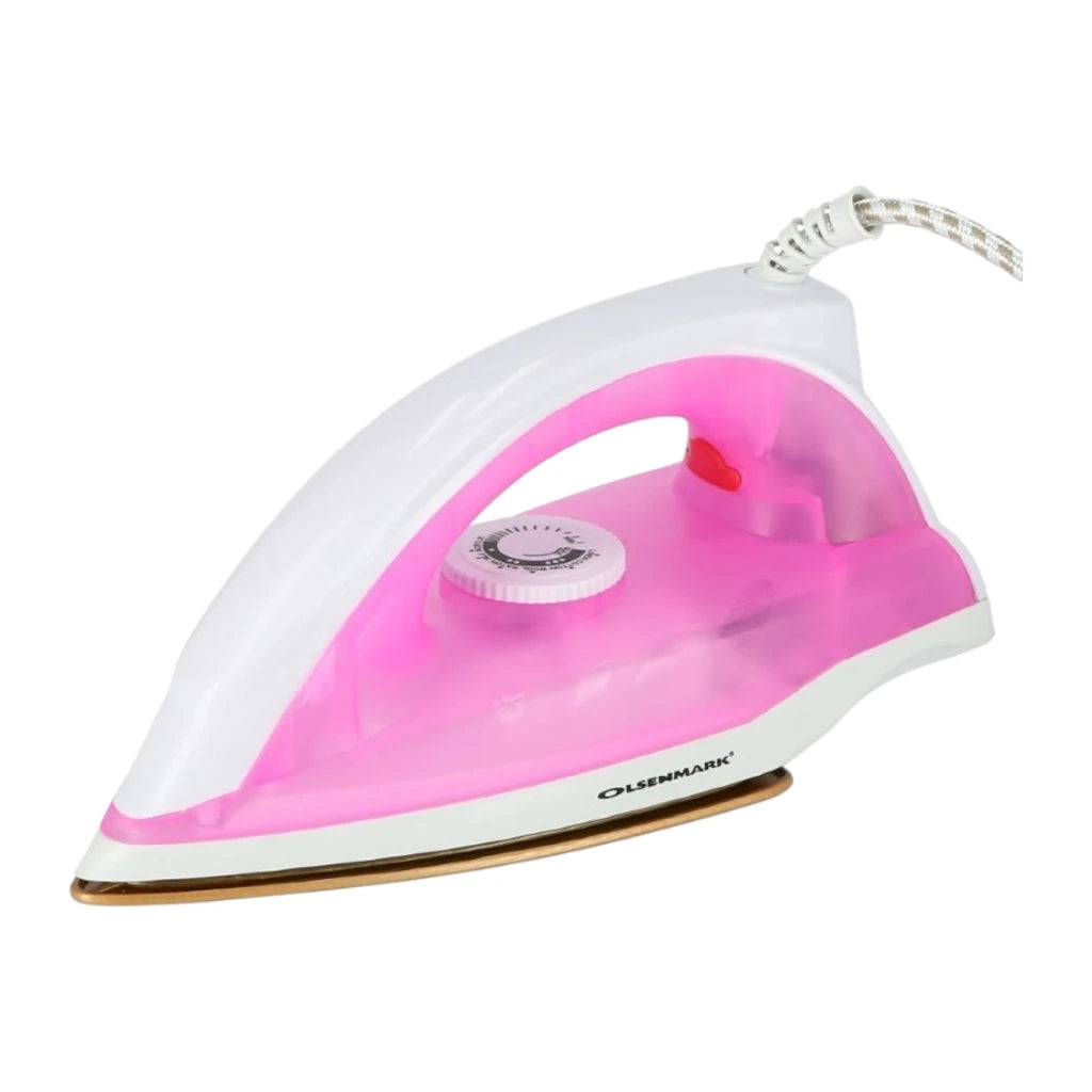 Olsenmark 1200W Heavy Duty Dry Iron – Golden Non-Stick Teflon Soleplate, Adjustable Temperature Control, Overheat Protection, Pilot Indicator Lamp – OMDI1696 - Damoo