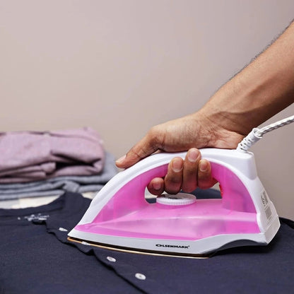 Olsenmark 1200W Heavy Duty Dry Iron – Golden Non-Stick Teflon Soleplate, Adjustable Temperature Control, Overheat Protection, Pilot Indicator Lamp – OMDI1696 - Damoo