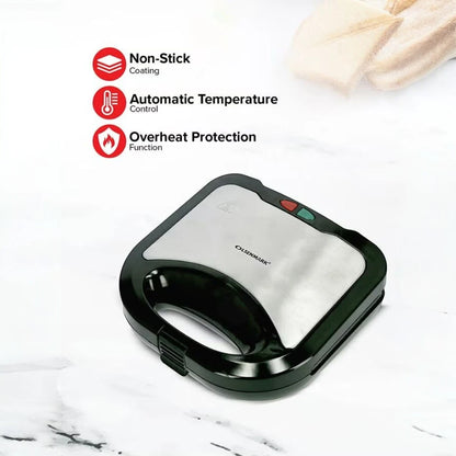Olsenmark 2-Slice Sandwich Maker OMGM2321 – 750W Non-Stick Sandwich Toaster with Automatic Temperature Control, Cool Touch Handle & Overheat Protection – Compact, Easy-Clean Grill Press - Damoo