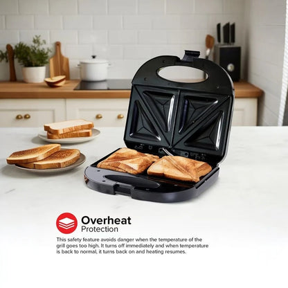 Olsenmark 2-Slice Sandwich Maker OMGM2321 – 750W Non-Stick Sandwich Toaster with Automatic Temperature Control, Cool Touch Handle & Overheat Protection – Compact, Easy-Clean Grill Press - Damoo