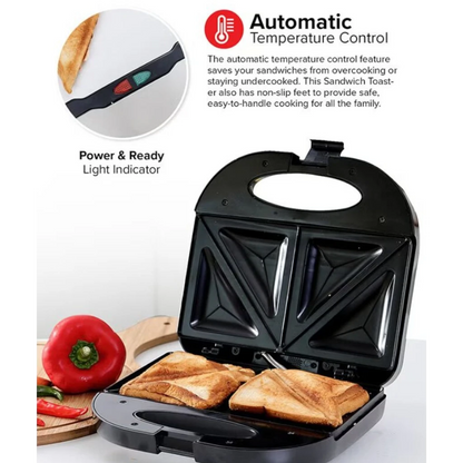 Olsenmark 2-Slice Sandwich Maker OMGM2321 – 750W Non-Stick Sandwich Toaster with Automatic Temperature Control, Cool Touch Handle & Overheat Protection – Compact, Easy-Clean Grill Press - Damoo