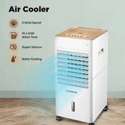 Olsenmark 3-in-1 Portable Air Cooler – Air Purifier, Humidifier & Cooling Fan | 6L Water Tank, Ice Packs, Adjustable Speed, Quiet Operation, Heater Function, 65W - OMAC1783 – White - Damoo