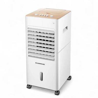 Olsenmark 3-in-1 Portable Air Cooler – Air Purifier, Humidifier & Cooling Fan | 6L Water Tank, Ice Packs, Adjustable Speed, Quiet Operation, Heater Function, 65W - OMAC1783 – White - Damoo