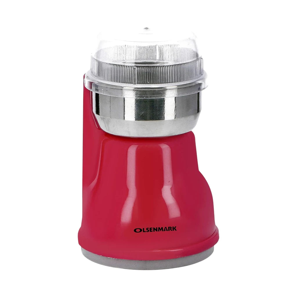 Olsenmark Electric Coffee Grinder – 200W Stainless Steel Blade & Bowl, Detachable Grinding Cup, Multi-Use Grinder for Coffee, Spices, and Dried Fruits – Pink/Silver - OMCG2389 - Damoo