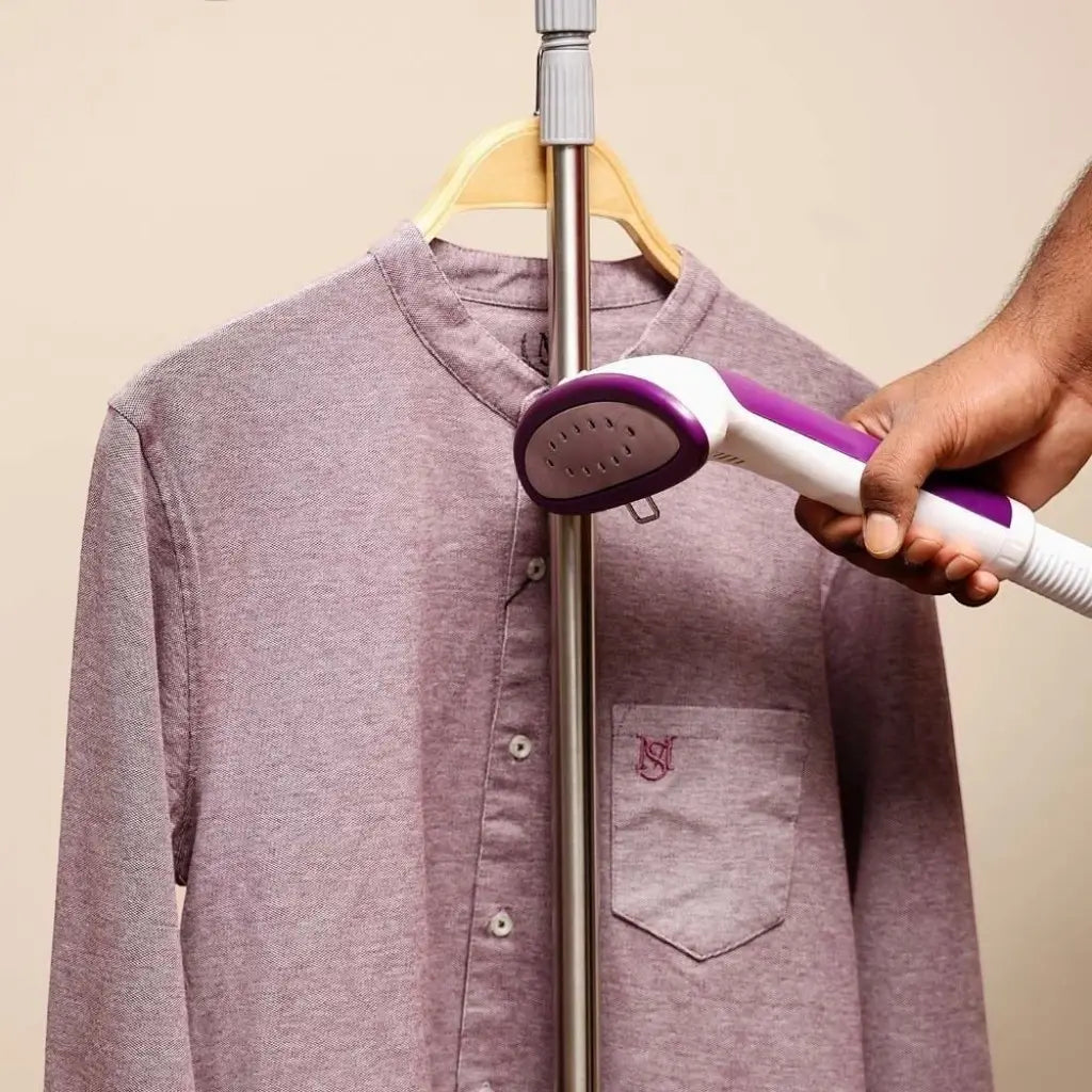 Olsenmark Garment Steamer – 1.8L Water Tank, 2000W Power, 45s Fast Heat-Up, Telescopic Pole, Clothes Hanger, Continuous Steam  , OMGS1690N – Pink - Damoo
