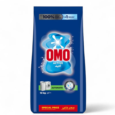 OMO Active Automatic Powder Laundry Detergent 10Kg – Up to 100% Stain Removal in 1 Wash, Fresh Long-Lasting Fragrance, New Improved Formula for Tough Stains - Damoo