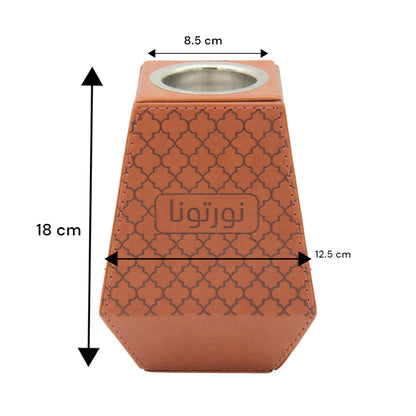 Orange Faux Leather Incense Burner – Decorative Bukhoor Holder with Welcoming Words & Removable Steel Bowl – Elegant Home & Office Aromatherapy Accent - Damoo