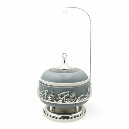 Otantik Luxury Arabic Buffet Serving Dish with Lid 6 Liter – Stainless Steel Warmer & Ceramic Insert for Hot Food, Events & Majlis Hosting-  Jiwar Collection - Damoo