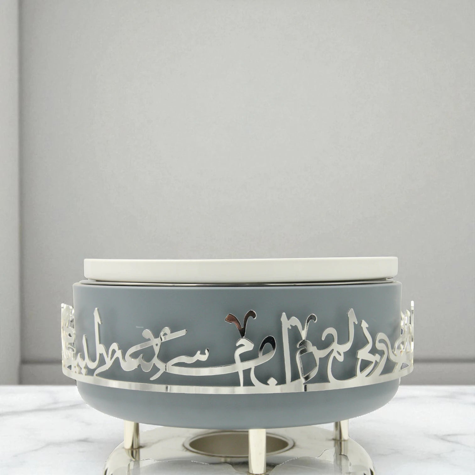 Otantik Luxury Arabic Buffet Serving Dish with Lid 6 Liter – Stainless Steel Warmer & Ceramic Insert for Hot Food, Events & Majlis Hosting-  Jiwar Collection - Damoo