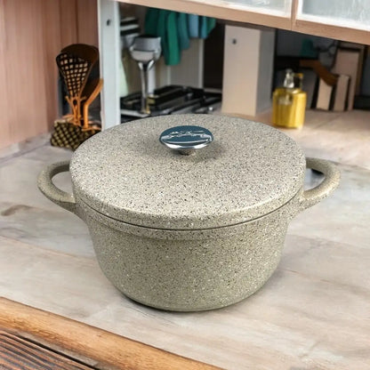 OZO Kitchenware 9-Piece Granite Non-Stick Casserole Set – Durable PTFE Non-Stick Coating, Stylish Granite Look, Heavy-Duty Die-Cast Construction, Ideal for Everyday Cooking - Damoo