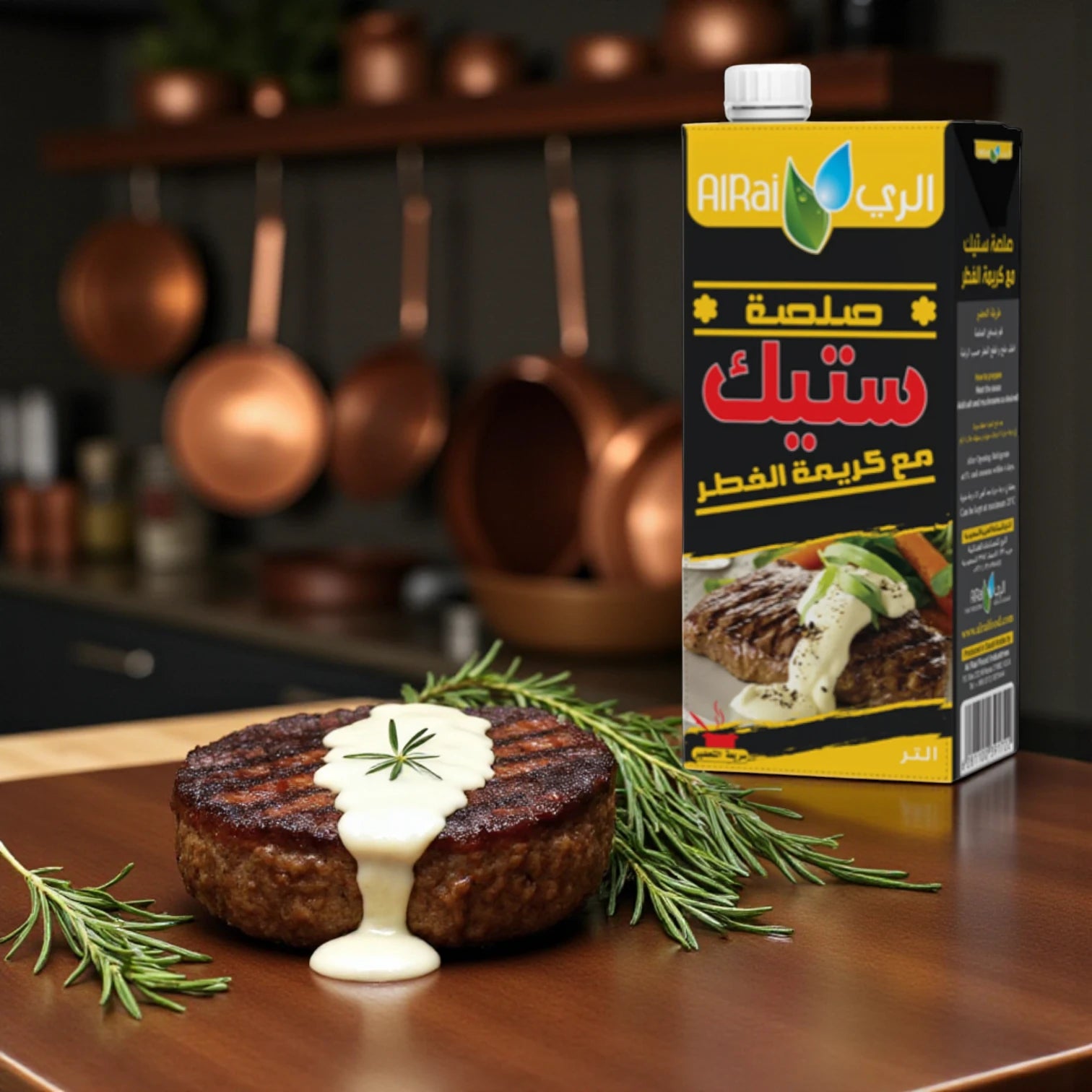 Al Rai Creamy Steak Sauce – Rich & Flavorful Sauce for Meats and Grilled Dishes, 1L Bottle - Damoo