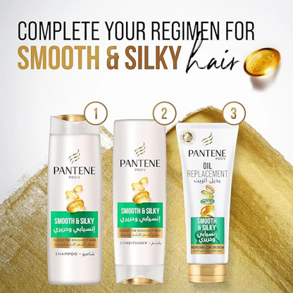 Pantene Pro-V Smooth & Silky Shampoo 1000ml – Anti-Frizz, Strengthening Shampoo for Frizzy Hair | Unscented, Daily Use - Damoo