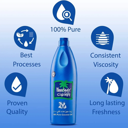 Parachute 100% Pure Coconut Oil – 450ml Cold-Pressed Edible Oil for Cooking & Hair Care – Fresh Aroma, Tamper-Proof Seal, First-Grade Coconuts - Damoo