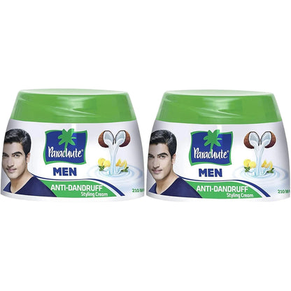 parachute Men Anti-Dandruff Hair Styling Cream – Non-Sticky Oil Replacement Cream – 140ml (Pack of 2) – Daily Use Coconut-Enriched Hair Cream for Soft, Nourished, Tidy Hair - Damoo