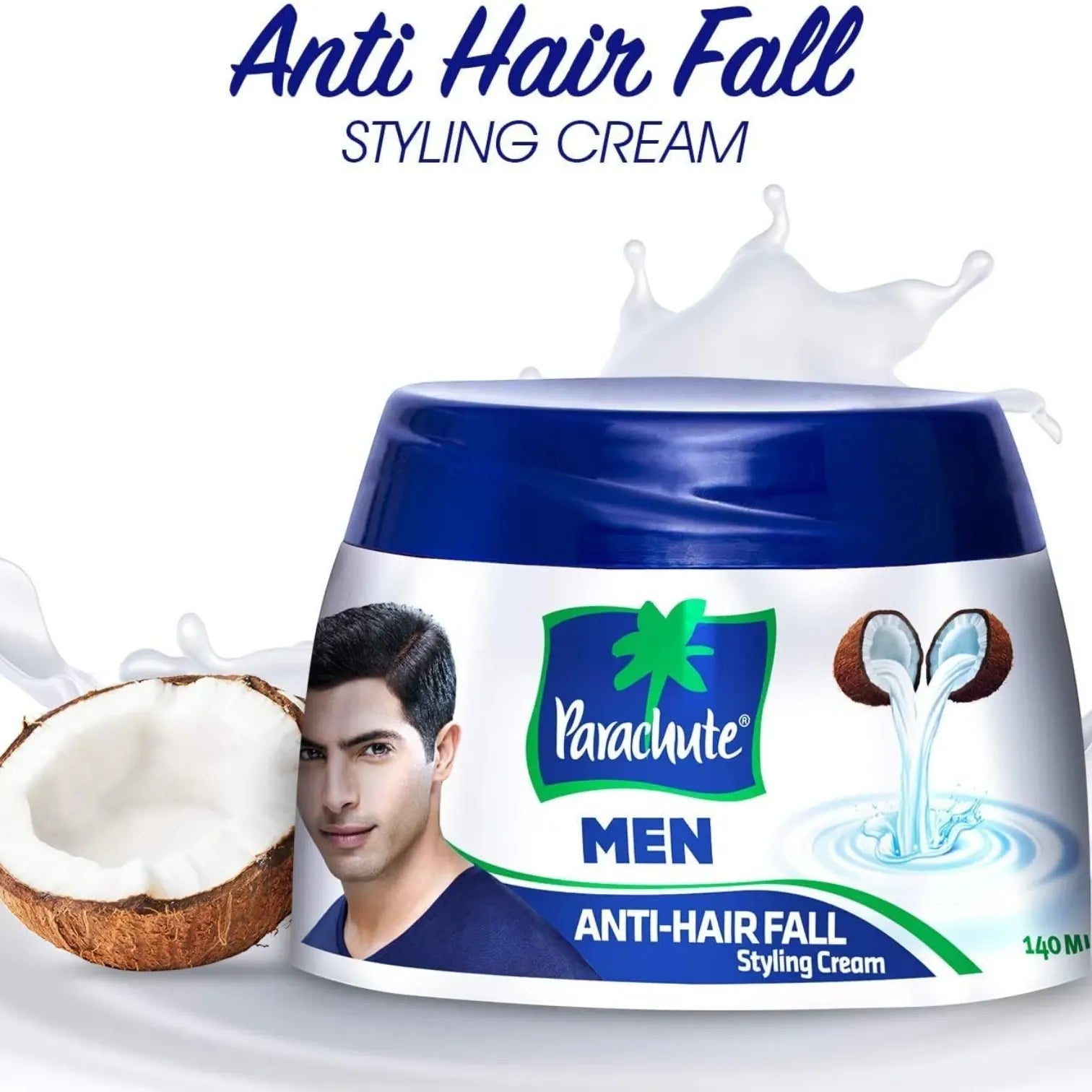 Parachute Men Anti Hairfall Styling Cream 2X – 140ml | Coconut Oil & Protein Enriched | Dye-Free Hair Cream for Men - Damoo