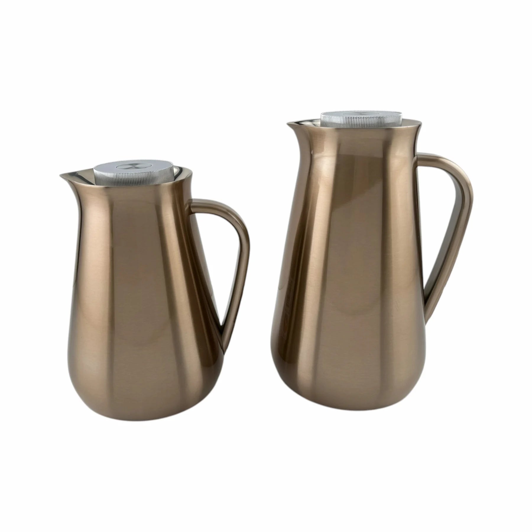 Parati Premium Double-Wall Vacuum Flask Set – 1L & 0.5L | Elegant Insulated Carafes for Serving Tea & Coffee | BPA-Free | Long Heat Retention | Certified Quality (Brown) - Damoo