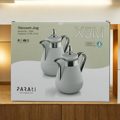 Parati Vacuum Jug Set – 0.35L + 0.5L | Double Wall High Vacuum | Borosilicate Glass & Food-Grade Silicone | 12H Hot / 24H Cold | Premium Heat Retention - Damoo
