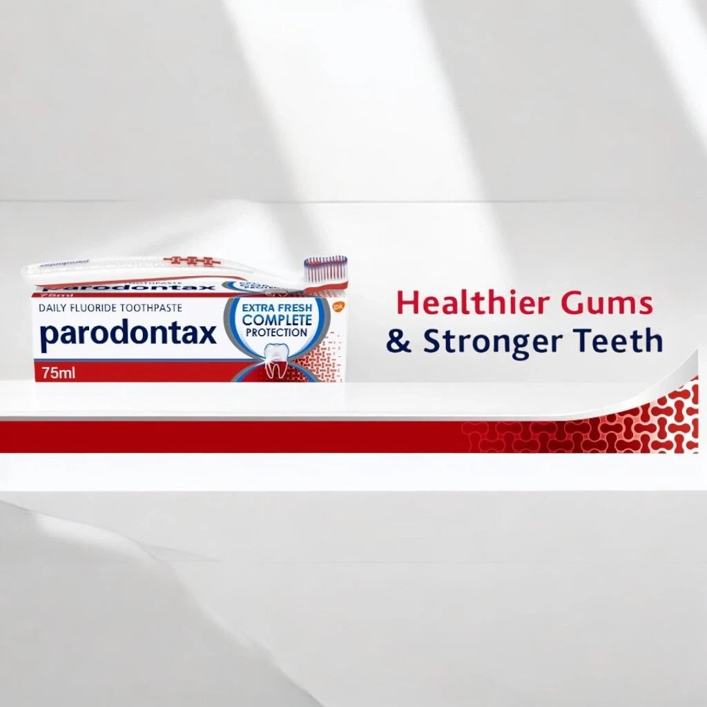 Parodontax Complete Protection Fluoride Toothpaste 75ml – Extra Fresh – Gum Care, Anti-Gingivitis, Plaque Removal & Enamel Strengthening Toothpaste for Bleeding Gums - Damoo