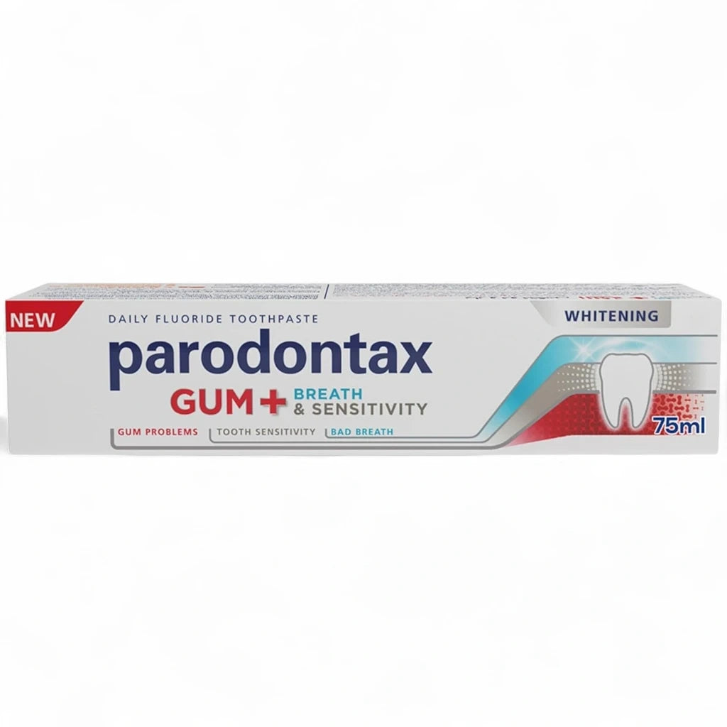 Parodontax Gum + Breath & Sensitivity Whitening Toothpaste 75ml Tube – Fluoride Peppermint Toothpaste for Sensitive Teeth, Gum Health, Fresh Breath & Gentle Whitening – for Daily Oral Care - Damoo