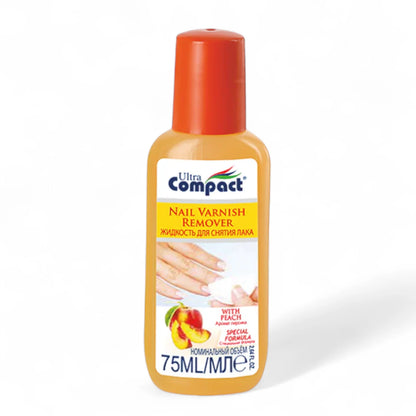 Ultra Compact Peach Scented Nail Polish Remover – 75ML Gentle & Effective Varnish Remover with Sweet Fruity Fragrance - Damoo
