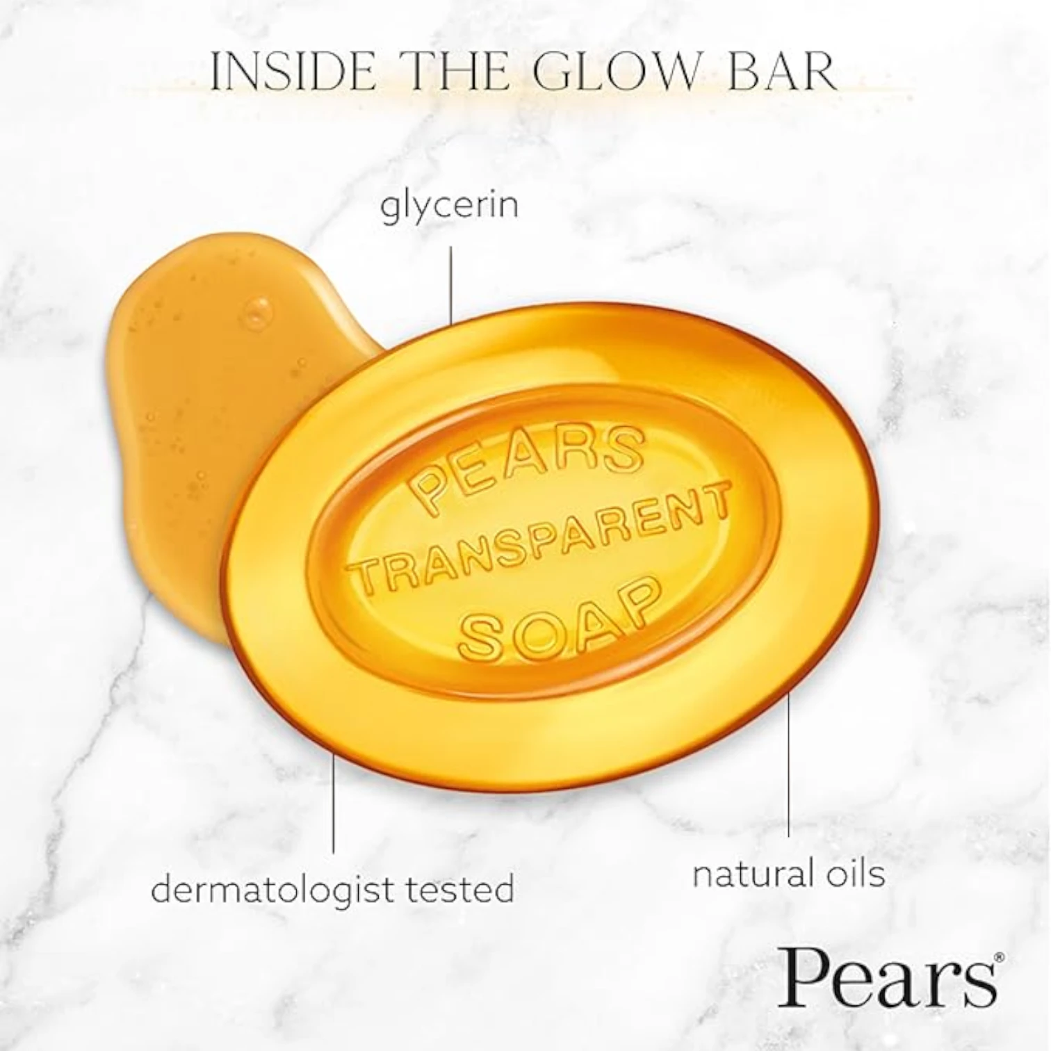 Pears Pure & Gentle Glycerin Soap Bar with Pear Scent 125g x 4 – Soap-Free, Paraben-Free, Deep Moisturizing for Sensitive Skin – Gentle Daily Cleansing - Damoo