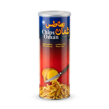 Chips Oman Potato Chips – 137 g Chilli Flavour | Resealable Container with Clear Lid | Savoury Snack