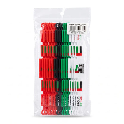 UAE Color Wristbands 12 Pieces Set – Red, Green, Black & White UAE Flag Theme | National Day and Flag Day Celebration Accessories