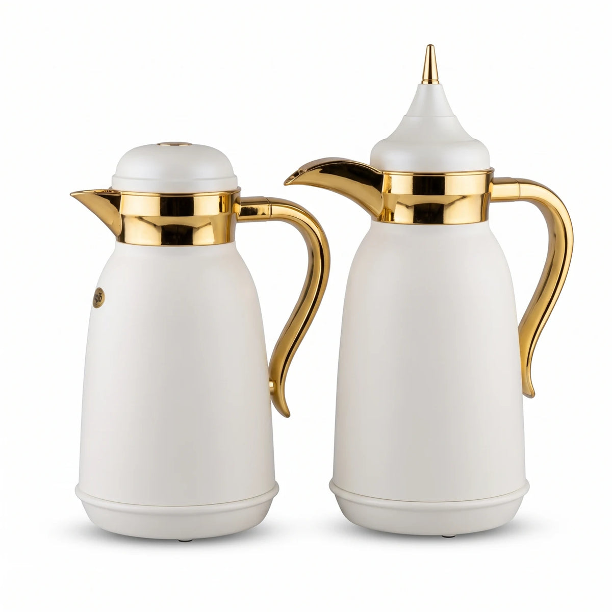 Najib 2-Piece White Gold Premium Vacuum Flask Set – 1.0L + 1.0L | Arabic Design for Tea and Coffee